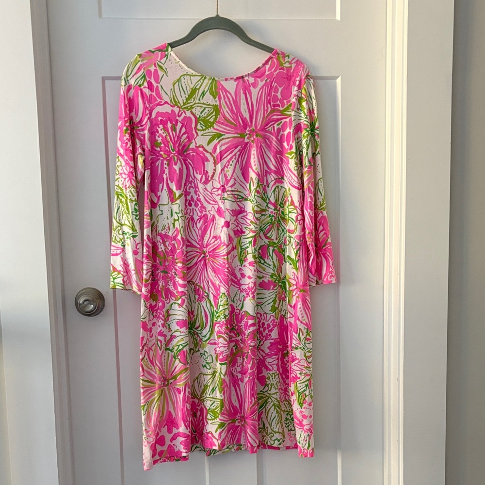 Lilly Pulitzer 3/4 length sleeve Floral Pink and Green Women's Dress